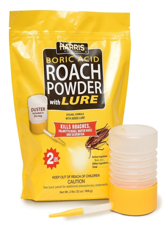 Harris Boric Acid Roach and Silverfish Killer Powder w/Lure, Powder Duster Included in The Bag (32oz) - Image 1